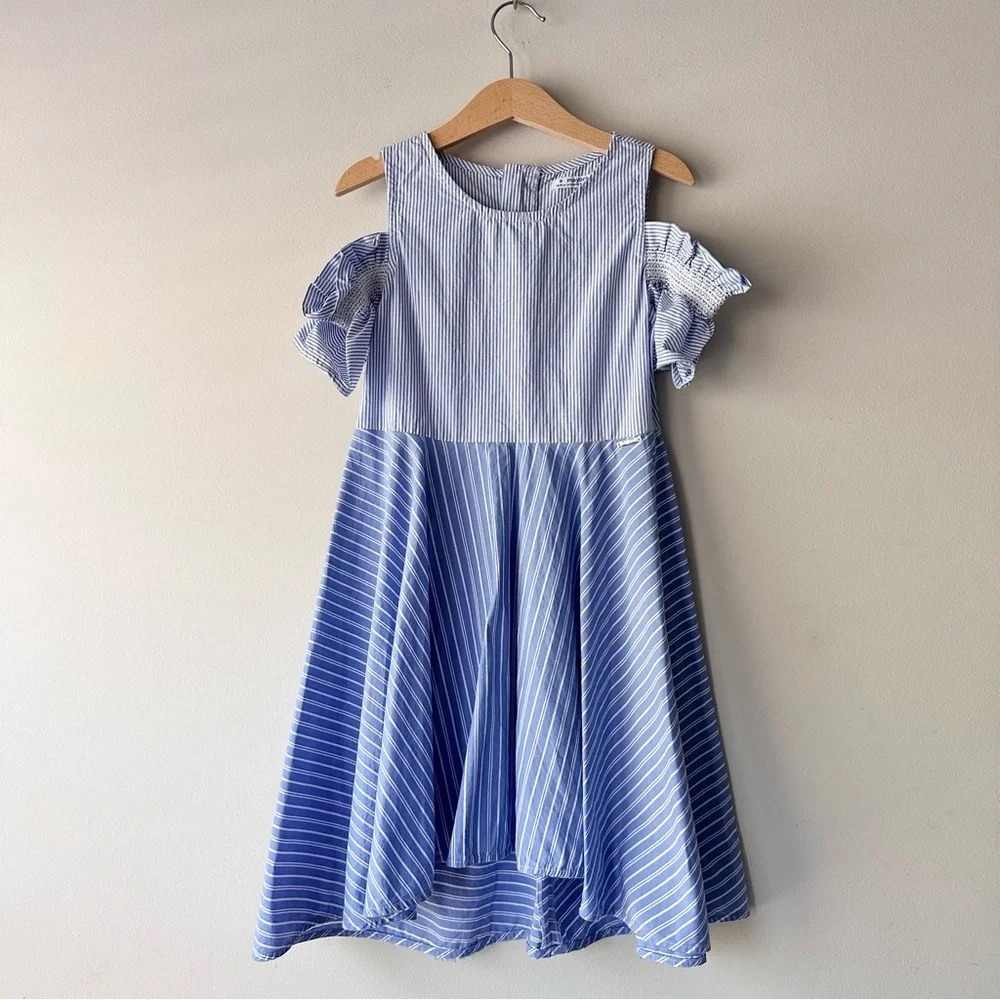 Mayoral Striped Dress with Smocked Sleeves